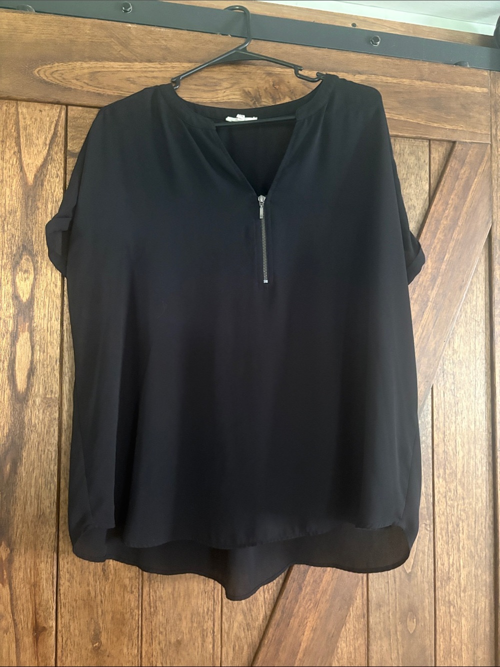 Maurices Black Zip-Front Blouse